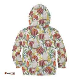 Little Corella Australia Cockatoo Kid Hoodie Cacatua Sanguinea Banksia Seamless White LT14