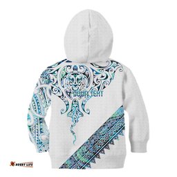Kahui Whetu Paua shell Kowhaiwhai Taniko Personalised Kid Hoodie Manta Ray Shark-Turtle Maori Tribal Style LT9