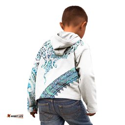 Kahui Whetu Paua shell Kowhaiwhai Taniko Personalised Kid Hoodie Manta Ray Shark-Turtle Maori Tribal Style LT9