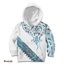 Kahui Whetu Paua shell Kowhaiwhai Taniko Personalised Kid Hoodie Manta Ray Shark-Turtle Maori Tribal Style LT9