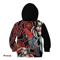 Gang-gang Cockatoo Australia Kid Hoodie Eucalyptus Blossoms Aboriginal Art LT14