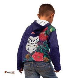 Maori Wheku Meri Kirihimete Personalised Kid Hoodie All Blue Indigenous Maori Motif LT9