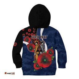 Geelong Cats ANZAC Personalised Kid Hoodie Lest We Forget Poppy Camo LT9