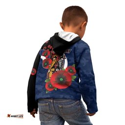 Geelong Cats ANZAC Personalised Kid Hoodie Lest We Forget Poppy Camo LT9