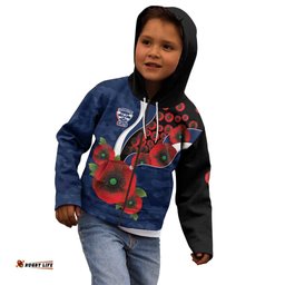 Geelong Cats ANZAC Personalised Kid Hoodie Lest We Forget Poppy Camo LT9