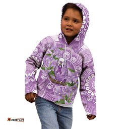 Epilepsy Awareness Budgerigar Australia Kid Hoodie Budgie Purple Ribbon Boronia Aboriginal LT14