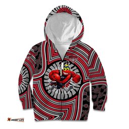 Essendon Football Club Kid Hoodie Indigenous Monochrome Dot Art Mascot Style TS04