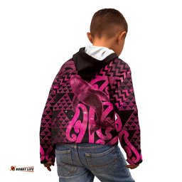 Humpback Whale Matariki New Zealand Kid Hoodie NZ Maori Paikea Poutama Luxury Pink LT14