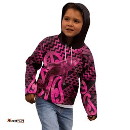 Humpback Whale Matariki New Zealand Kid Hoodie NZ Maori Paikea Poutama Luxury Pink LT14