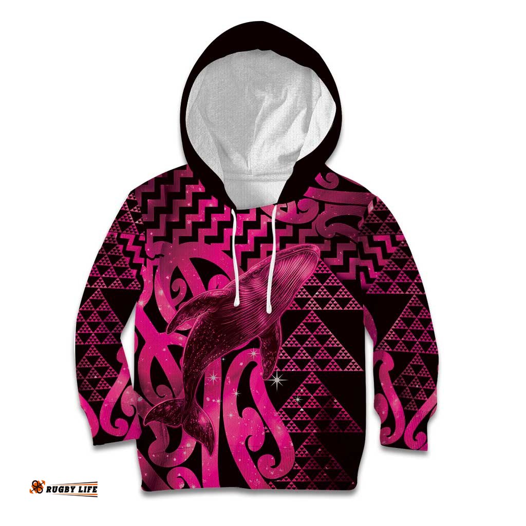 Humpback Whale Matariki New Zealand Kid Hoodie NZ Maori Paikea Poutama Luxury Pink LT14