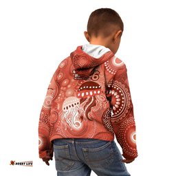 NAIDOC Deadly 50 Years Kid Hoodie Jellyfish Aboriginal Culture Inspired Red LT9