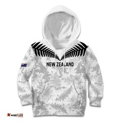 Custom New Zealand Silver Fern Football Kid Hoodie Go Aotearoa Grunge White LT14