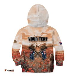 Personalised ANZAC Day Kid Hoodie Commemorative Soldier Tribute DT05