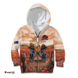 Personalised ANZAC Day Kid Hoodie Commemorative Soldier Tribute DT05
