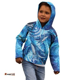 New Zealand Humpback Whale Matariki Kid Hoodie Maori New Year Taniko Niho Taniwha LT14