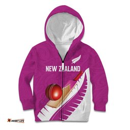 Custom New Zealand Cricket Kid Hoodie Kiwi Birds Haka Dance Pink Fern Sporty Style LT03