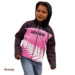 Custom New Zealand Aotearoa Cricket Kid Hoodie Go White Silver Fern LT14