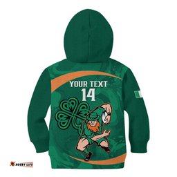 Custom Ireland Rugby Sevens Kid Hoodie Go Champions Irish Shamrock LT14