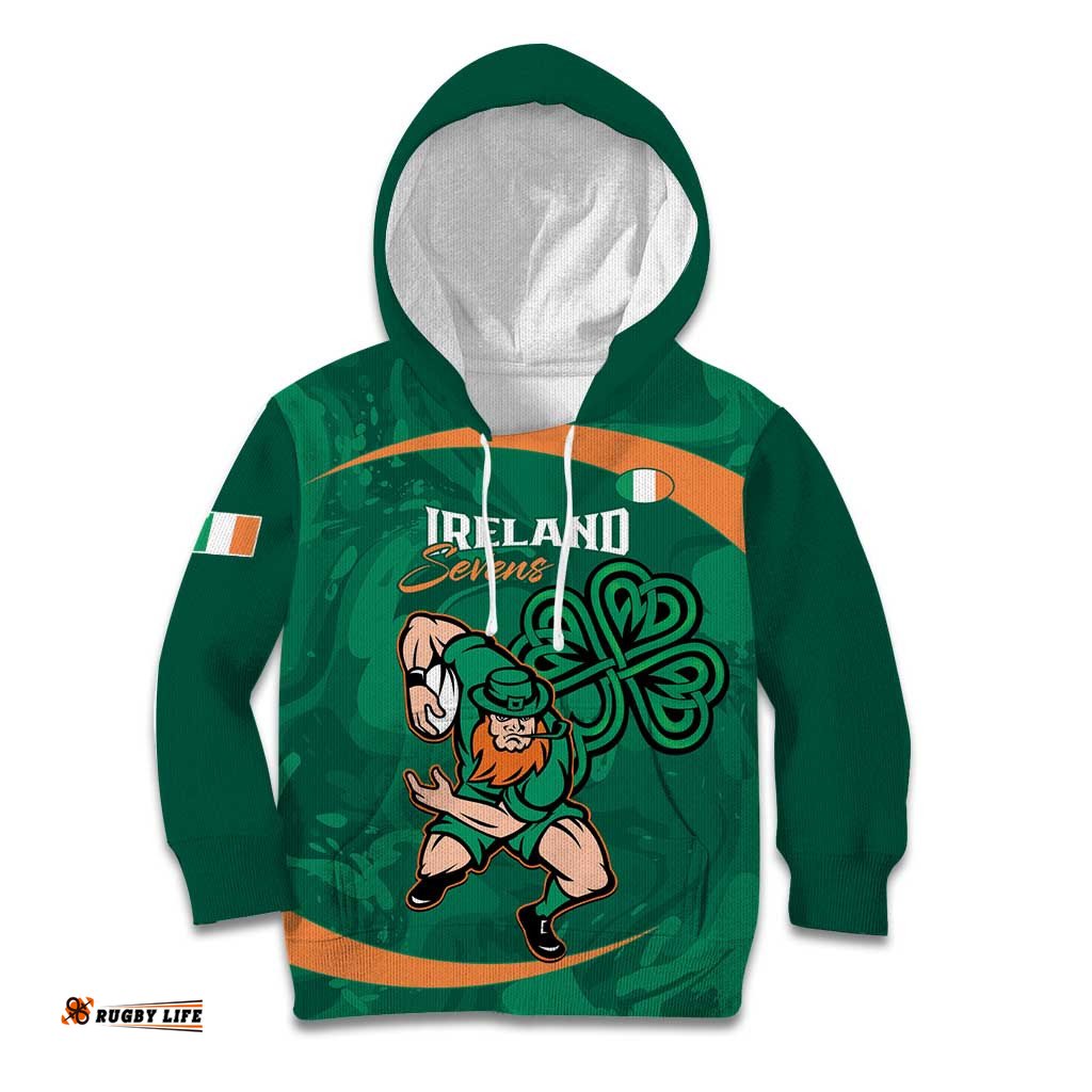 Custom Ireland Rugby Sevens Kid Hoodie Go Champions Irish Shamrock LT14