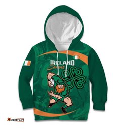 Custom Ireland Rugby Sevens Kid Hoodie Go Champions Irish Shamrock LT14