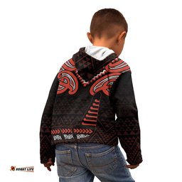 Maori Waitangi Kid Hoodie Kotahitanga Poutama Mix Whakairo LT7