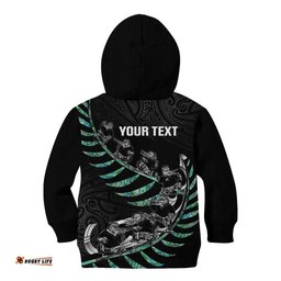 Custom New Zealand Silver Fern Rugby Kid Hoodie Aotearoa Kiwi Maori Pattern LT14