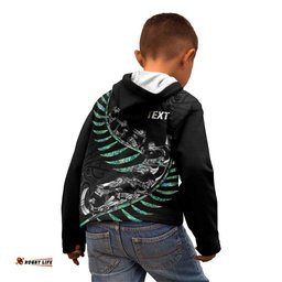 Custom New Zealand Silver Fern Rugby Kid Hoodie Aotearoa Kiwi Maori Pattern LT14