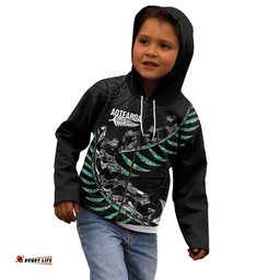 Custom New Zealand Silver Fern Rugby Kid Hoodie Aotearoa Kiwi Maori Pattern LT14