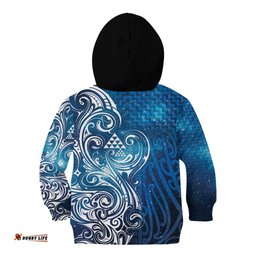 Matariki Galaxy Kid Hoodie Maori Taniko Pattern LT9