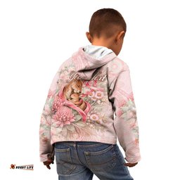 Personalised Breast Cancer Awareness Kid Hoodie Mother Kangaroo And Ribbon Hope DT05