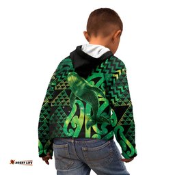 Humpback Whale Matariki New Zealand Kid Hoodie NZ Maori Paikea Poutama Luxury Green LT14
