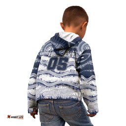 Custom Geelong Navy Kid Hoodie Playful Cat Kicking Ball DT05