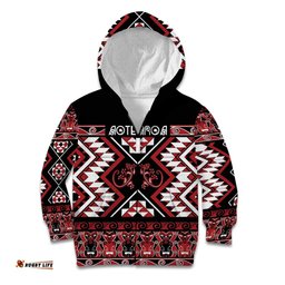 Personalised Aotearoa Waitangi Kid Hoodie Taniko Motifs - Mania Gecko LT7
