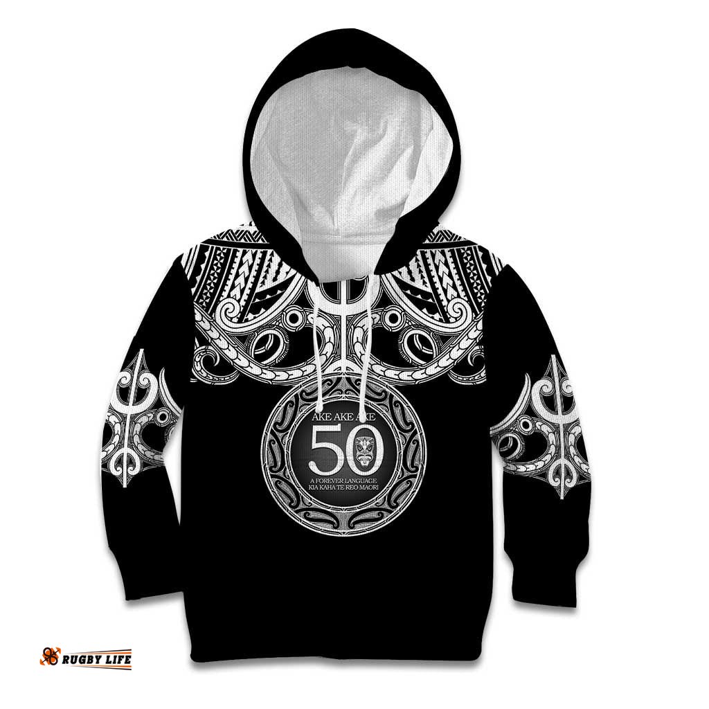 Kia Kaha Te Reo Maori New Zealand Kid Hoodie 50th Anniversary Ake Ake Ake LT14