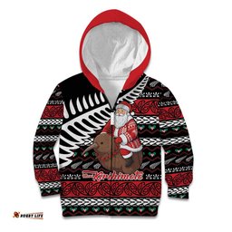 New Zealand Kiwi Santa Christmas Kid Hoodie He Wairua Kirihimete LT9