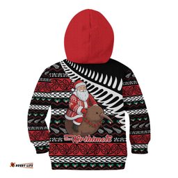 New Zealand Kiwi Santa Christmas Kid Hoodie He Wairua Kirihimete LT9