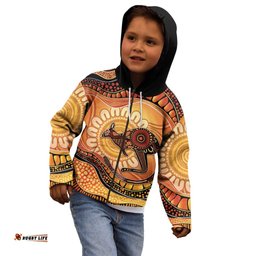 Indigenous Kangaroo Australia Kid Hoodie Australian Aboriginal Art Proud LT14