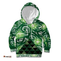 Matariki New Zealand Kid Hoodie NZ Niho Taniwha Maori New Year Green Galaxy LT14