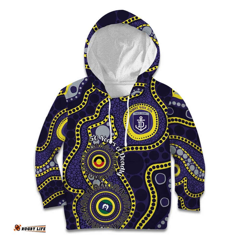 Dockers NAIDOC Week 2026 Personalised Kid Hoodie 50 Years of Deadly Aboriginal Art LT14