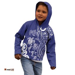 New Zealand Sea Animals with Maori Tribal Tattoo Kid Hoodie Blue Color LT03