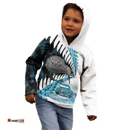 New Zealand Silver Fern Curling Personalised Kid Hoodie Aotearoa Kiwi Ponga Paua Shell Version LT14