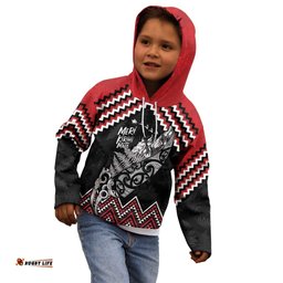 New Zealand Christmas Taniko Poutama Kid Hoodie Mountainscape Maori Fern LT7