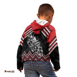 New Zealand Christmas Taniko Poutama Kid Hoodie Mountainscape Maori Fern LT7