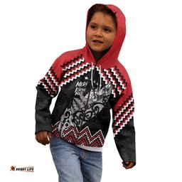New Zealand Christmas Taniko Poutama Kid Hoodie Mountainscape Maori Fern LT7