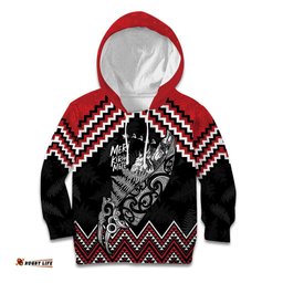 New Zealand Christmas Taniko Poutama Kid Hoodie Mountainscape Maori Fern LT7