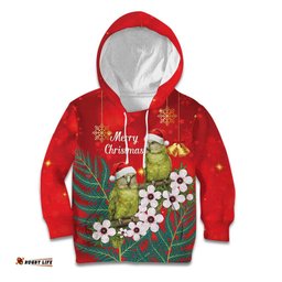 New Zealand Kakapo Christmas Kid Hoodie Owl Parrot Santa Sliver Fern Manuka - Red LT14