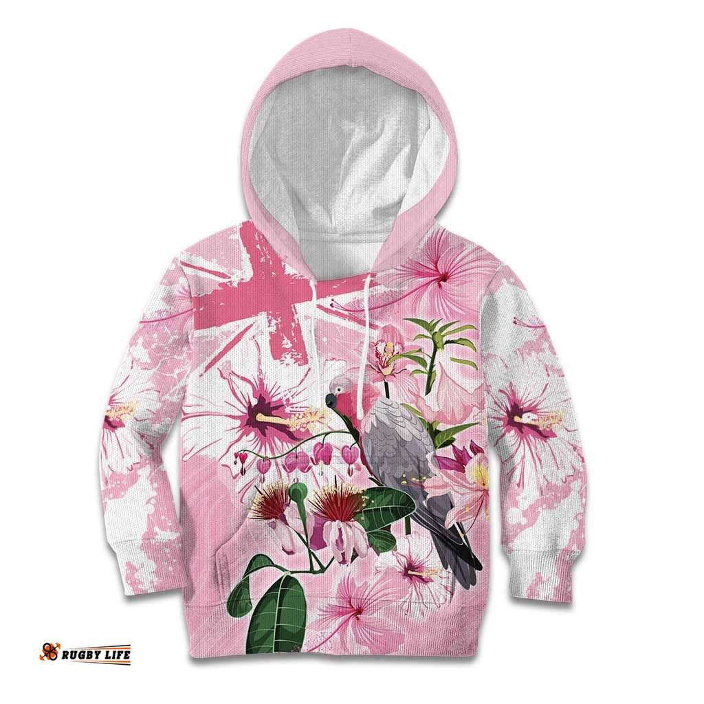 Personalised Australia Day Kid Hoodie Pink Parrot Bird Opal Art LT9