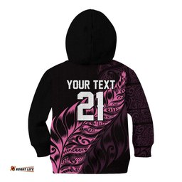 New Zealand Lawn Bowls Custom Kid Hoodie Pink Maori Warrior Tribal Silver Fern LT9