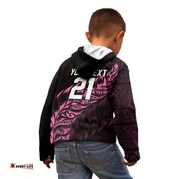 New Zealand Lawn Bowls Custom Kid Hoodie Pink Maori Warrior Tribal Silver Fern LT9