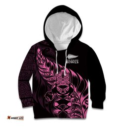 New Zealand Lawn Bowls Custom Kid Hoodie Pink Maori Warrior Tribal Silver Fern LT9